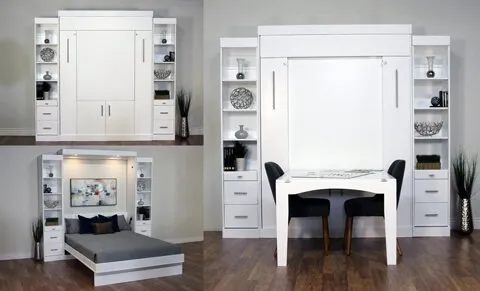 White Euro Table Wall Bed from Pasadena Showroom